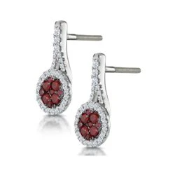 0.75ct Ruby And Diamond Halo Earrings 18KW Gold - Asteria Collection -The Diamond Store DE11 R 02w