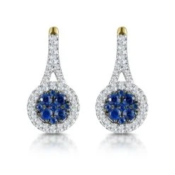 0.75ct Sapphire And Diamond Halo Earrings 18K Gold Asteria Collection