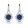 0.75ct Sapphire And Diamond Halo Asteria Earrings 18KW Gold