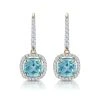 2ct Blue Topaz And Diamond Halo Earrings 18K Gold - Asteria Collection