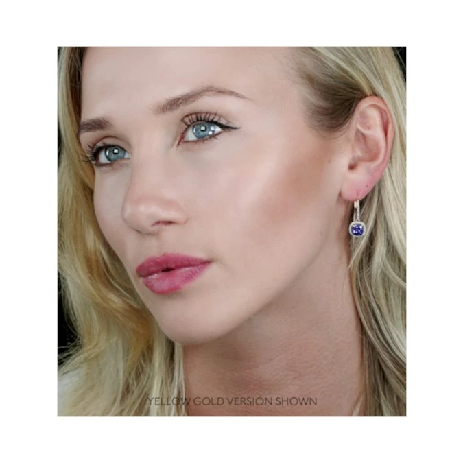 2ct Tanzanite And Diamond Halo Earrings 18KW Gold - Asteria Collection 2 2ct Tanzanite And Diamond Halo Earrings 18KW Gold - Asteria Collection - Image 2