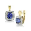 3ct Tanzanite And Diamond Halo Earrings 18K Gold - Asteria Collection