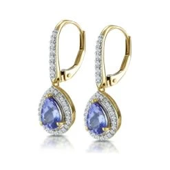 1.4ct Tanzanite And Diamond Halo Earrings 18K Gold Asteria Collection -The Diamond Store DE15 TZ 02