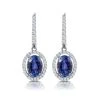 1.6ct Tanzanite (AAA) And Lab Diamond Halo Earrings 9KW Gold Asteria