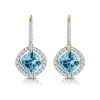 2.5ct Blue Topaz And Diamond Halo Earrings 18K Gold Asteria Collection