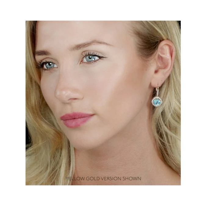 2.5ct Blue Topaz And Diamond Halo Asteria Earrings 18K White Gold 2 2.5ct Blue Topaz And Diamond Halo Asteria Earrings 18K White Gold - Image 2