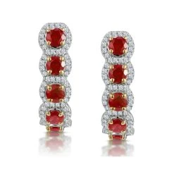 1.50ct Ruby And Diamond Halo Asteria Earrings In 18K Gold