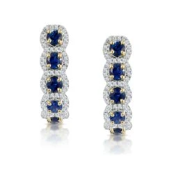 1.50ct Sapphire Diamond Halo Asteria Earrings In 18K Gold