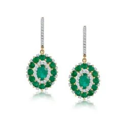 2.50ct Emerald Asteria Collection Diamond Drop Earrings In 18K Gold