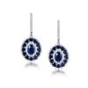 2.85ct Sapphire Asteria Diamond Drop Earrings In 18K White Gold