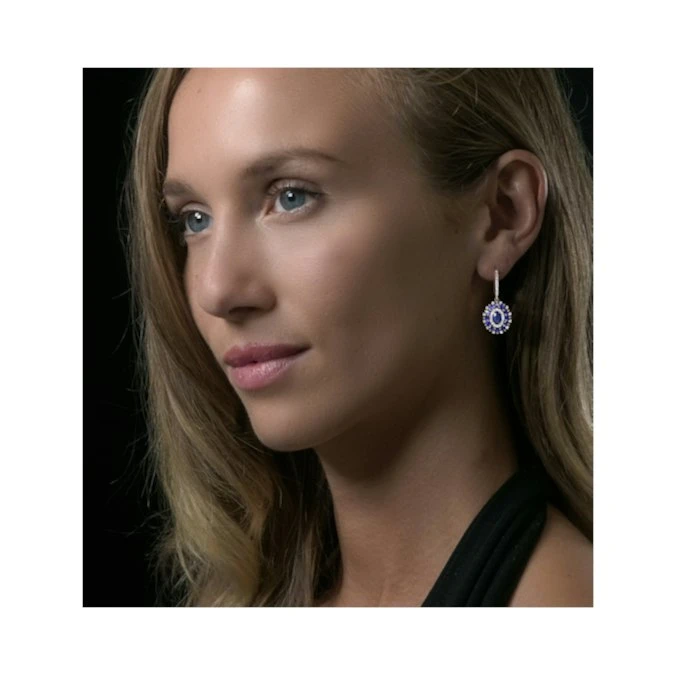 2.85ct Sapphire Asteria Diamond Drop Earrings In 18K White Gold 3 2.85ct Sapphire Asteria Diamond Drop Earrings In 18K White Gold - Image 3