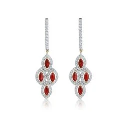 1.40ct Ruby Asteria Collection Diamond Drop Earrings In 18K Gold