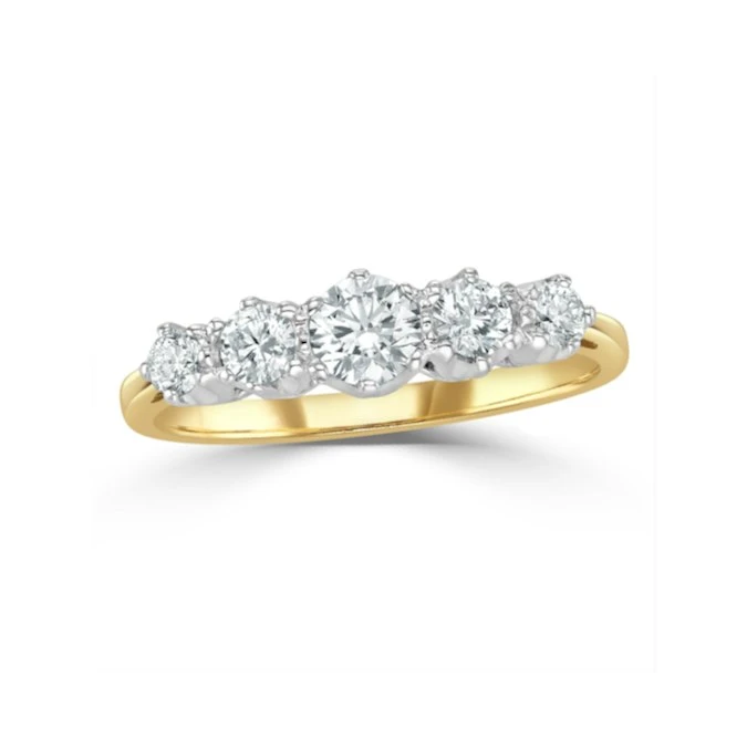 Grace 18K Gold 5 Stone Diamond Eternity Ring 0.75CT H/SI 2 Grace 18K Gold 5 Stone Diamond Eternity Ring 0.75CT H/SI - Image 2
