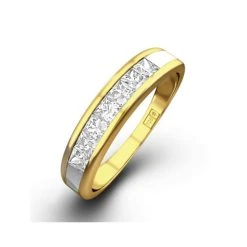 18K Gold Princess Diamond Half Eternity Ring 1.50CT H/SI