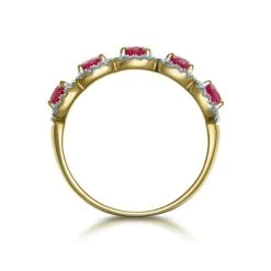 Ruby And Diamond Halo 5 Stone Asteria Ring In 18K Gold -The Diamond Store DR65 R 02
