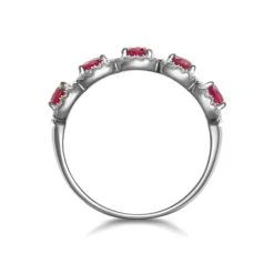 Ruby And Diamond Halo 5 Stone Asteria Ring In 18K White Gold -The Diamond Store DR65 R 02w