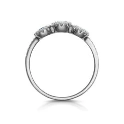 Sapphire And Lab Diamond Halo Trilogy Ring 9K White Gold - Asteria -The Diamond Store DR66 S 02w