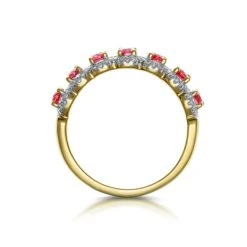 Ruby And Diamond Halo Eternity Ring In 18K Gold - Asteria Collection -The Diamond Store DR67 R 02