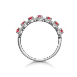 Ruby And Diamond Halo Eternity Ring In 18KW Gold - Asteria Collection -The Diamond Store DR67 R 02w