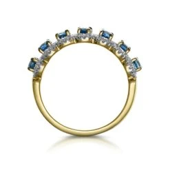 Sapphire And Diamond Halo Eternity Ring 18K Gold - Asteria Collection -The Diamond Store DR67 S 02