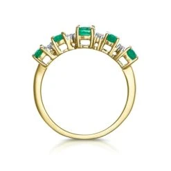 1.30ct Emerald And Lab Diamond Eternity Ring 9K Gold - Asteria -The Diamond Store DR68 E 02