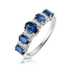1.85ct Sapphire And Lab Diamond Eternity Ring 9KW Gold Asteria