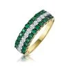 Emerald And Diamond Triple Row Asteria Eternity Ring In 18K Gold