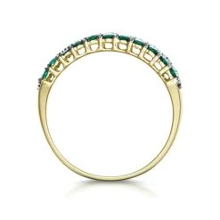 Emerald And Diamond Triple Row Asteria Eternity Ring In 18K Gold -The Diamond Store DR69 E 02