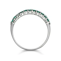 Emerald And Diamond Triple Row Asteria Eternity Ring In 18K W Gold -The Diamond Store DR69 E 02w