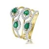 Emerald And Diamond Halo Statement Ring 18K Gold - Asteria Collection