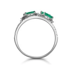 Emerald And Lab Diamond Halo Statement Ring 9KW Gold - Asteria -The Diamond Store DR70 E 02w 1