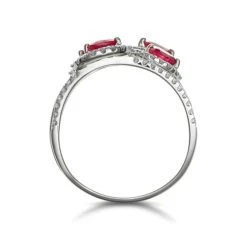 Ruby And Diamond Halo Statement Ring In 18KW Gold - Asteria Collection -The Diamond Store DR70 R 02w