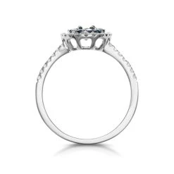 Sapphire And Diamond Double Halo Ring 18KW Gold - Asteria Collection -The Diamond Store DR72 S 02w