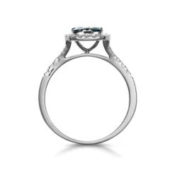 Sapphire And Lab Diamond Halo Square Ring 9KW Gold Asteria Collection 7 Sapphire And Lab Diamond Halo Square Ring 9KW Gold Asteria Collection -The Diamond Store DR73 S 02w