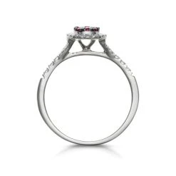 Ruby And Diamond Halo Circle Ring 18K White Gold - Asteria Collection -The Diamond Store DR74 R 02w