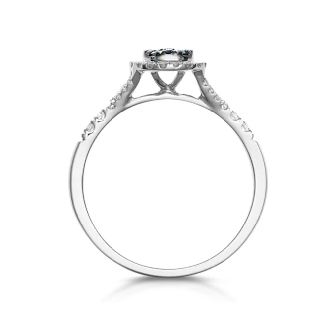 Sapphire And Diamond Halo Circle Ring 18KW Gold - Asteria Collection 3 Sapphire And Diamond Halo Circle Ring 18KW Gold - Asteria Collection - Image 3