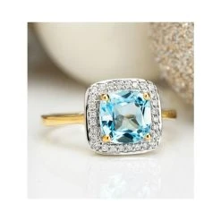 2ct Blue Topaz And Diamond Statement Ring 18K - Asteria Collection -The Diamond Store DR78 BT 19a