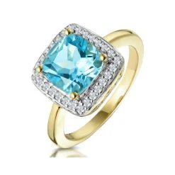 2ct Blue Topaz And Diamond Statement Ring 18K - Asteria Collection