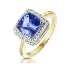 2ct Tanzanite And Diamond Statement Ring 18K Gold - Asteria Collection