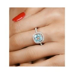 2ct Blue Topaz And Lab Diamond Shoulders Asteria Ring In 9K White Gold -The Diamond Store DR79 BTW 19a 1