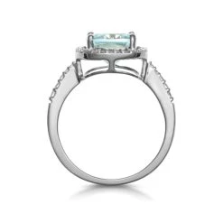 2ct Blue Topaz And Lab Diamond Shoulders Asteria Ring In 9K White Gold -The Diamond Store DR79 BT 02w 1