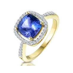 2ct Tanzanite And Diamond Shoulders Asteria Ring In 18K Gold
