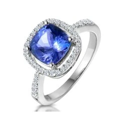 2ct Tanzanite And Diamond Shoulders Asteria Ring In 18K White Gold