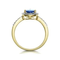 Tanzanite And Diamond Pear Halo Ring In 18K Gold - Asteria Collection -The Diamond Store DR82 T 02