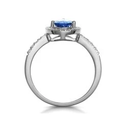 Tanzanite And Diamond Pear Halo Ring In 18KW Gold - Asteria Collection -The Diamond Store DR82 T 02w