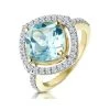 5.40ct Blue Topaz And Diamond Asteria Statement Ring In 18K Gold