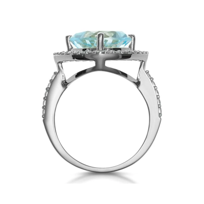 5.40ct Blue Topaz And Diamond Asteria Statement Ring In 18KW Gold 3 5.40ct Blue Topaz And Diamond Asteria Statement Ring In 18KW Gold - Image 3