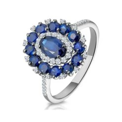 1.55ct Sapphire Asteria Diamond Halo Ring In 18K White Gold