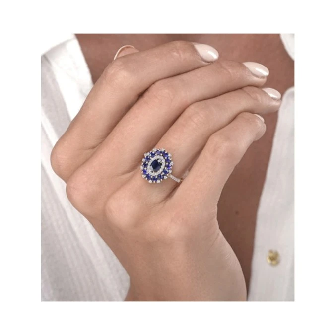 1.55ct Sapphire Asteria Collection Diamond Halo Ring In 18K Gold 3 1.55ct Sapphire Asteria Collection Diamond Halo Ring In 18K Gold - Image 3