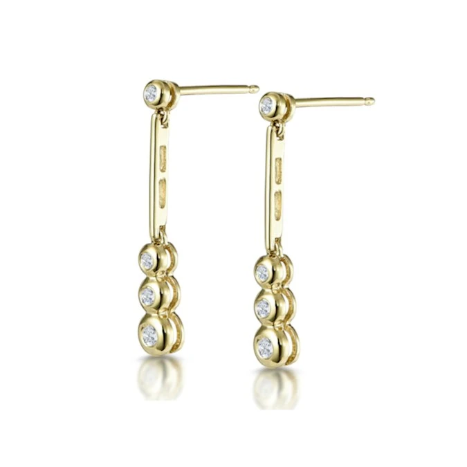 Small Drop Earrings 0.12ct Diamond 9K Yellow Gold 2 Small Drop Earrings 0.12ct Diamond 9K Yellow Gold - Image 2